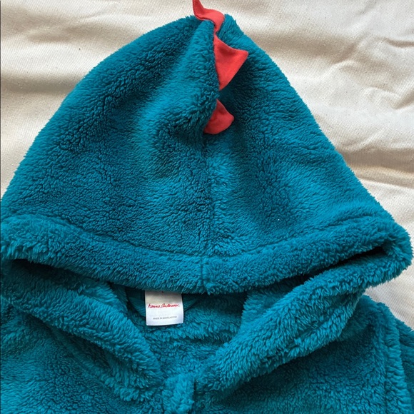 Hanna Andersson Teal Fleece dinosaur character zip suit kids size large - Picture 3 of 9